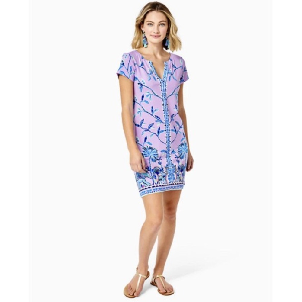 Lilly Pulitzer Slathouse Jungle Sophiletta‎ UPF50+ Dress Purple Iris XL Elephant - Picture 2 of 11
